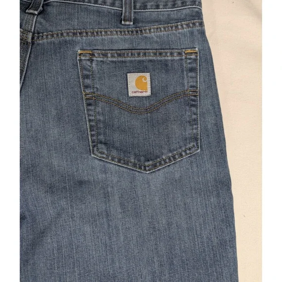 Carhartt Jeans Mens 38x34 Blue Relaxed Fit 101483-980 Straight Leg Denim Work - Picture 8 of 9